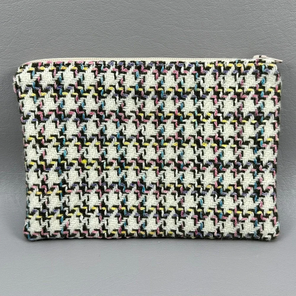 Pretty Little Pouches Tweed Zippered Pouch Houndstooth Cosmetic Toiletry Bag
